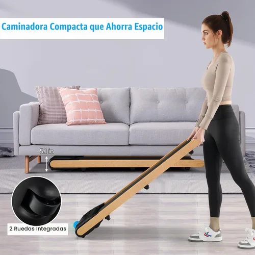 Vista 9 de GYMAX Almohadilla para caminar, caminadora de 2.25 HP para debajo del escritorio con control de aplicación inteligente, pantalla LED y cinturón