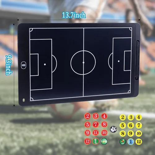 Vista 2 de Pizarra magnética electrónica para entrenamiento de fútbol, pizarra de entrenamiento de fútbol LCD de 16 pulgadas, pizarra de estrategia de fútbol