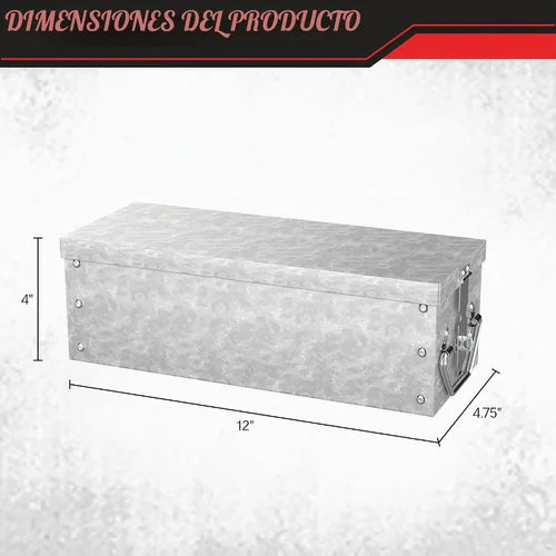 Vista 3 de Stalwart 75 - 005 caja metálica de almacenamiento de 12 pulgadas Cofre de almacenamiento de metal duradero con diseño apilable para asegurar