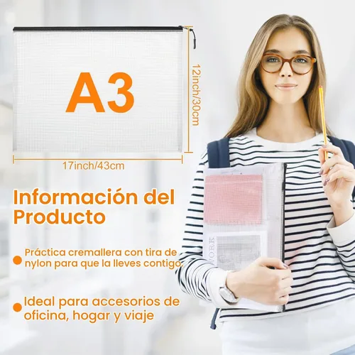 Vista 2 de YOPCDJ 20 bolsas de malla de plástico con cremallera, tamaño A3 de 17 x 12 pulgadas, bolsas de malla extra grandes, bolsas reutilizables