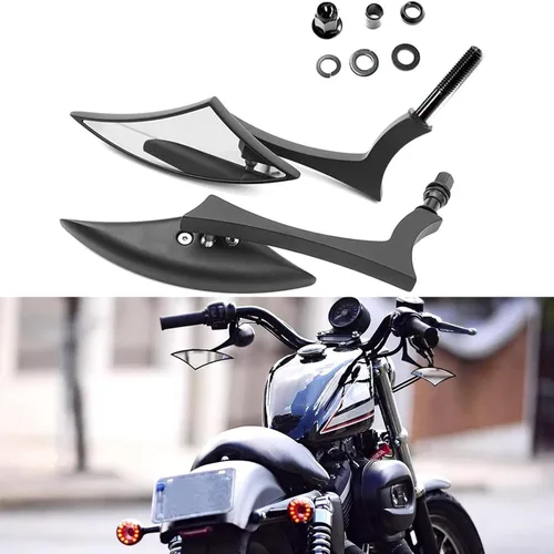 Vista 8 de Espejos retrovisores cromados para motocicleta Davidson Cruiser Choppers Bobber Bike