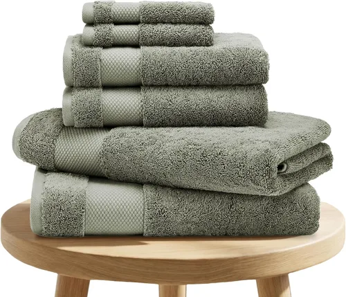 Vista 19 de BIOWEAVES 100% Algodón Orgánico 700 GSM Suave Juego de Toallas Premium de 6 Piezas Certificado GOTS, 2 Toallas de Baño, 2 Toallas de Mano y 2 Paños