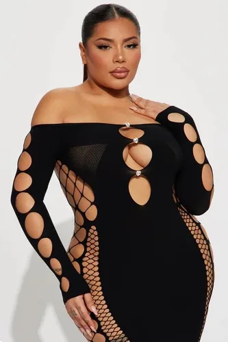 Vista 3 de ZileZile Minivestido sexy de malla con hombros descubiertos para mujer