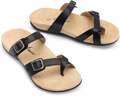 Vista 6 de Athlefit Sandalias ortopédicas para mujer con soporte de arco ajustable y cómodas para caminar
