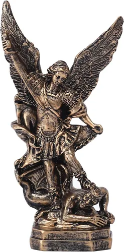 Vista 8 de Estatua de San Miguel Arcángel de 31.8 cm de bronce, estatua de San Miguel, estatuas de resina del arcángel San Miguel, estatuillas de San Miguel