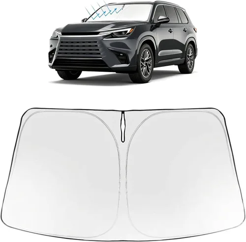 Vista 130 de Proadsy Parasol para parabrisas Rivian R1S 2022-2025 2026 de 4 capas plegable, protector de parasol frontal que bloquea los rayos UV, mantiene