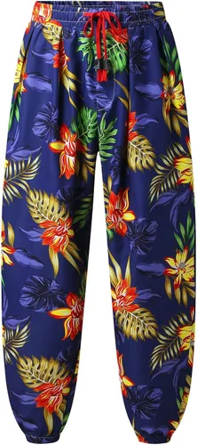 Vista 9 de MYNKYLL Pantalones de primavera y verano para hombre casuales versátiles pintados sueltos talla grande a la moda bolsillo para la playa ajuste