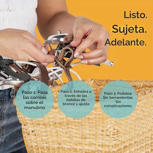 Vista 3 de Retrospec Cesta Toto rectangular tejida con correas de cuero auténtico y hebillas de latón