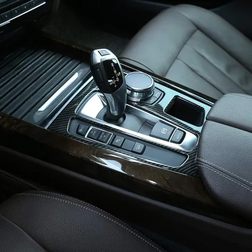 Vista 3 de YIWANG Cubierta de panel de cambio de engranajes de control central interior estilo fibra de carbono para BMW X5 F15 2014 2015 2016 2017 2018, X6