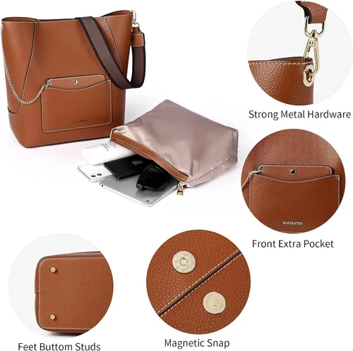 Vista 4 de BOSTANTEN Monederos y bolsos de cuero para mujer bolso de mano grande para trabajo bolso cruzado suave y carteras de cuero para mujer bloqueo RFID