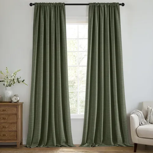 Vista 10 de MIULEE Cortinas 100% opacas de 63 pulgadas de largo, 2 paneles para dormitorio, cortina gruesa negra para oscurecer la habitación, pestaña trasera