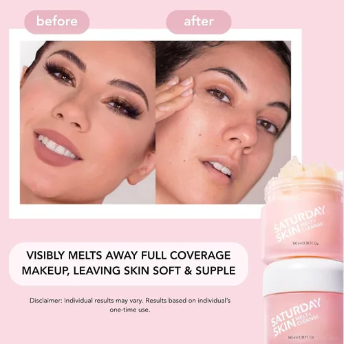 Vista 6 de Saturday Skin Melt Cleanse - Bálsamo removedor de maquillaje, limpieza diaria, bálsamo facial a aceite, lavado de doble cara, vegano, quitar
