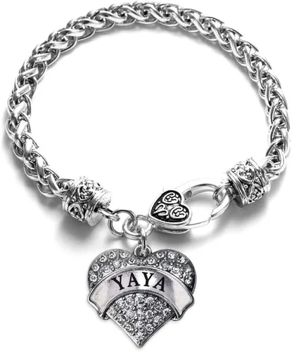Vista 20 de Pulsera de plata con dije de corazón pavé con joyas de circonita cúbica