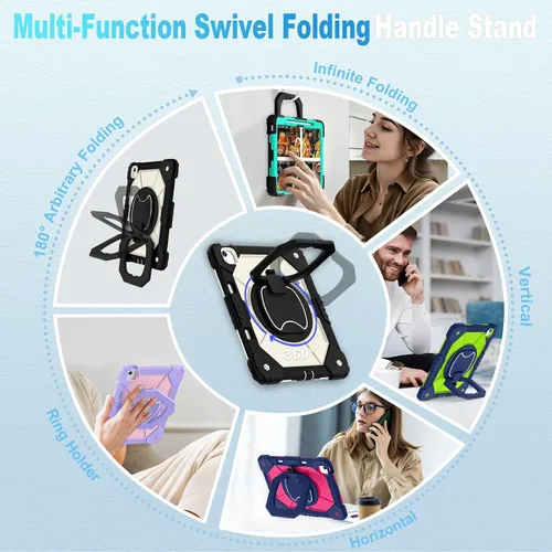 Vista 4 de WESOROL Funda para iPad Air de 13 pulgadas M4/M3/M2 2026/2025/2024 con soporte para lápiz, protector de pantalla, soporte giratorio de 360°, funda