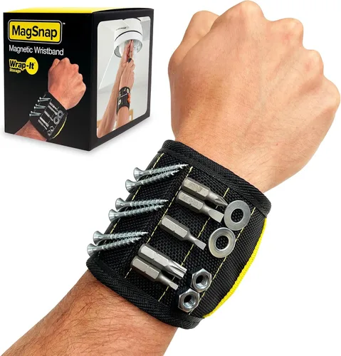 Vista 11 de Pulsera magnética MagSnap de Wrap-It Storage - Gris grafito - Gran regalo para papá cinturón de herramientas y soporte de tornillo