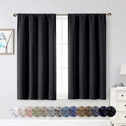 Vista 15 de Cortinas opacas para dormitorio, sala de estar, juego de 2 paneles de 54 pulgadas de largo, cortinas de oscurecimiento de habitación con aislamiento