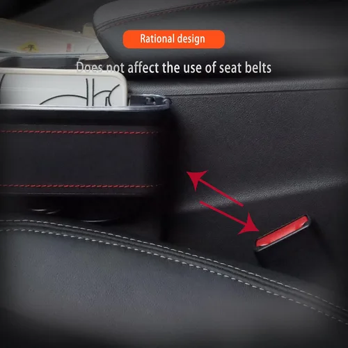 Vista 5 de Organizador de espacio para asiento de automóvil, paquete de 2 organizadores multifuncionales para asientos de automóvil, relleno de costuras LED