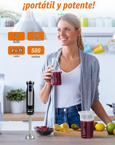 Vista 4 de Commercial Chef Batidora de mano de inmersión multiusos, 500 vatios