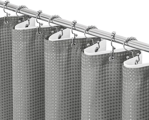 Vista 50 de Gibelle Cortina de Ducha Pequeña para Cabina 36 x 72 pulgadas, Cortina de Ducha de Tela Texturizada de Tejido Gofre Medio Estrecho para Baño, Beige