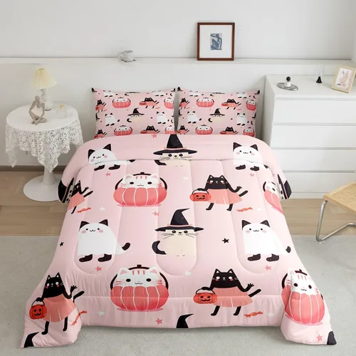 Vista 16 de Erosebridal Juego de edredón de calavera de Halloween, tamaño individual, juego de ropa de cama de calavera gótica para niños, adolescentes