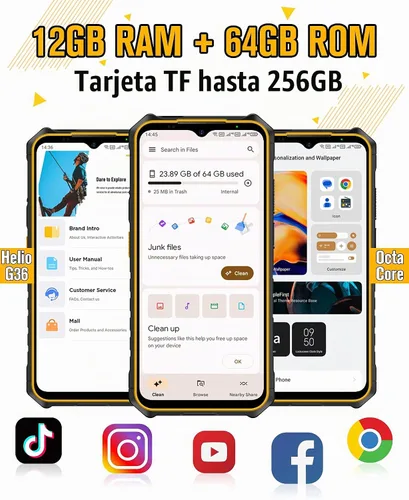 Vista 3 de Ulefone Armor X13 - Teléfonos celulares resistentes Android 15, cámaras de 50MP+24MP+8MP desbloqueado, 12+64GB de almacenamiento, pantalla de 6.52