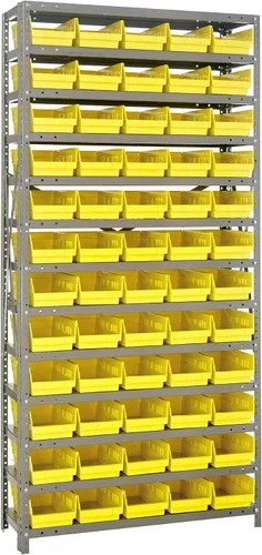 Vista 518 de Quantum QSBU-245BK Heavy Duty Shelving Unit with (7) Shelves and (24) QUS245 Black Bins for Garage Warehouse Storage Distribution 400 lb Load