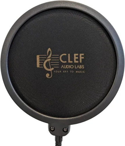 Vista 2 de Filtro pop para micrófono con protector de pantalla de viento de doble capa, brazo estabilizador de cuello de cisne flexible de 360° y clip