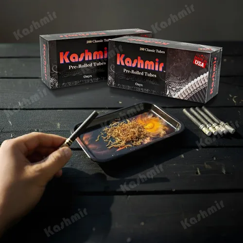 Vista 8 de Kashmir Tubos de cigarrillos con filtros, 200 unidades, tubos de papel vacíos de tamaño King Onyx de 3.307 in, tubos de filtro pendientes de patente