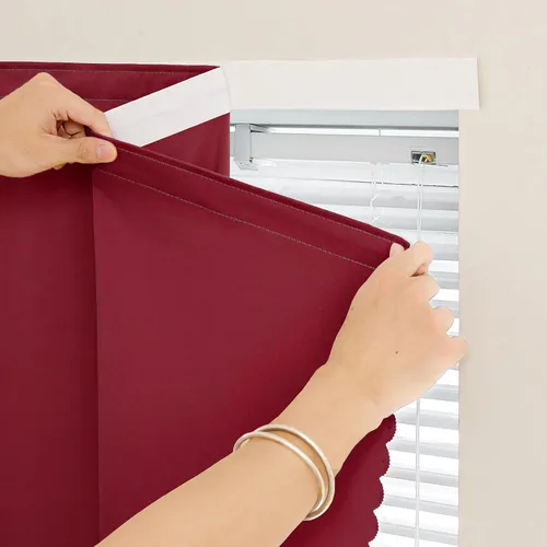 Vista 10 de Jilron - Cintas mágicas adhesivas para cortinas opacas sin necesidad de perforación, cortinas adhesivas sin barra para ventanas pequeñas