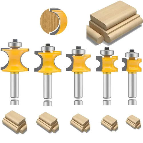 Vista 10 de LEATBUY 1/2 Inch Shank Router Bit Set 5 PC for Cabinet Door Edge Bits (KY1) Panel Cabinet Door Rail and Stile Router Bits Sets Woodworking Wood