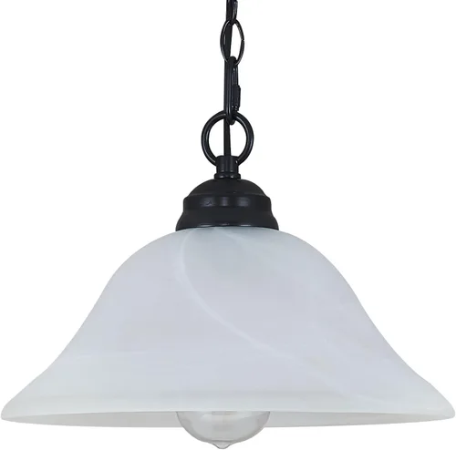 Vista 2 de Lámpara colgante enchufable con pantalla de vidrio de alabastro de 15.7" de diámetro, lámpara colgante con interruptor de encendido/apagado, cable