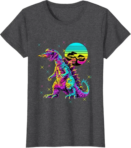 Vista 4 de Cool Streetwear synthwave 80s 90s retro anime snakezilla camiseta, Negro