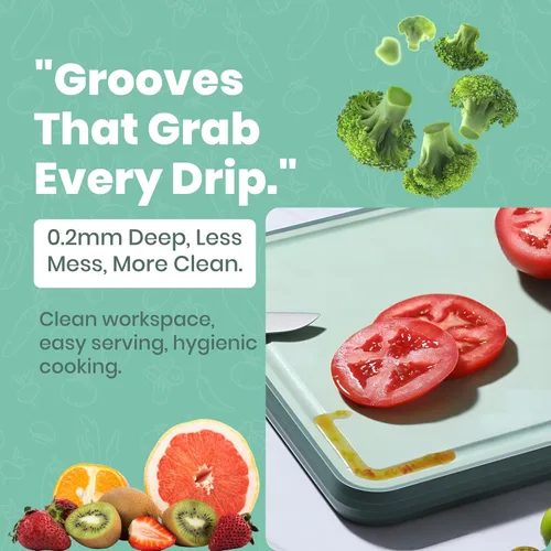 Vista 8 de Tablas de cortar grandes de acero inoxidable para cocina, tabla de cortar de acero inoxidable con Juice Grove ultra duradera, antiadherente, fácil