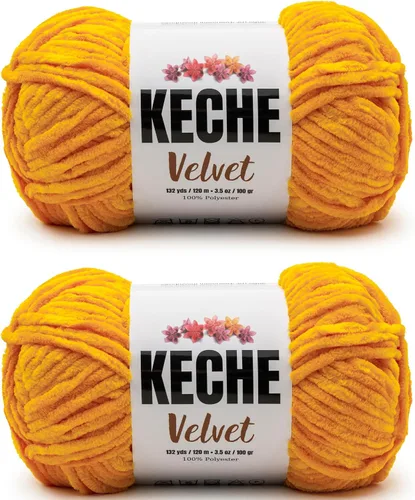 Vista 145 de Keche Hilo para ganchillo, hilo de terciopelo, chenilla suave, manta de bebé voluminosa amigurumi Yarn 3.53 oz (132 yardas) - Arona