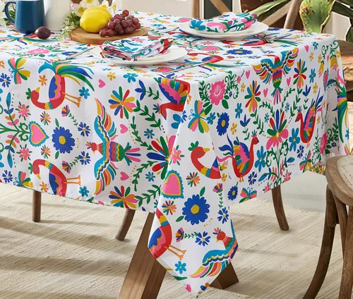 Vista 2 de Newbridge Otomi Birds Folk Art - Juego de 8 servilletas de tela, colorido arte popular otomí, resistente al agua y a las manchas, servilletas