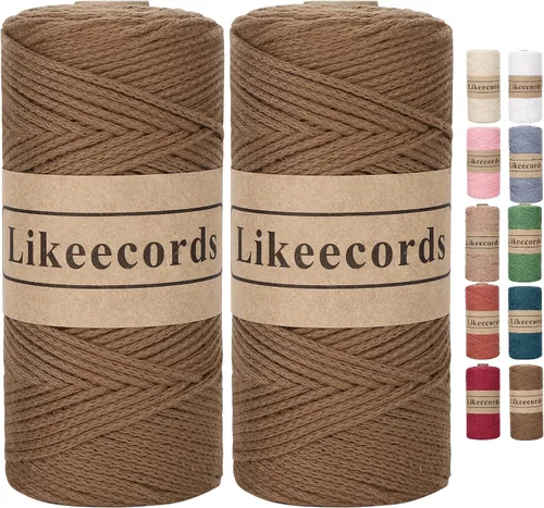 Vista 49 de Likeecords 100% Hilo de Ganchillo de Algodón Cordón de Bolsa de 2mm 170m Cordón de Macramé de 2mm Hilo de Crochet Cuerda de Macramé Regalo para Verde
