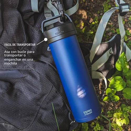 Vista 7 de ESPRO P0 Cafetera de prensa francesa ultraligera para viajes, acero inoxidable aislado al vacío, 16 onzas, azul Egeo Azul (Aegean Blue)