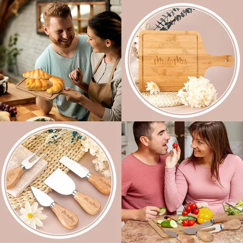 Vista 4 de Regalos de boda para parejas 2026, regalos para parejas, regalo de novia, regalo de recién casados, regalo de señor y señora, cesta de vela de bambú