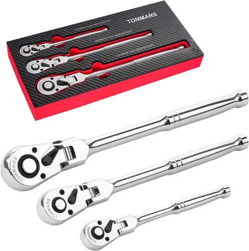 Vista 17 de TOMMARS Llave de trinquete de 1/2 pulgada, llave de trinquete de liberación rápida de 72 dientes, reversible, regalos para hombres, herramientas