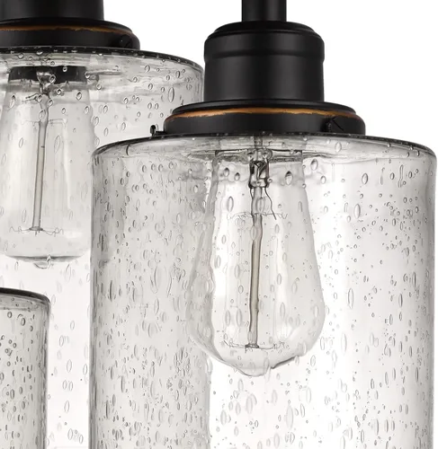 Vista 5 de Globe Electric 65904 Lámpara de techo semiempotrada de 3 luces de bronce con pantallas de vidrio semillado, ideal para cocina, baño, dormitorio