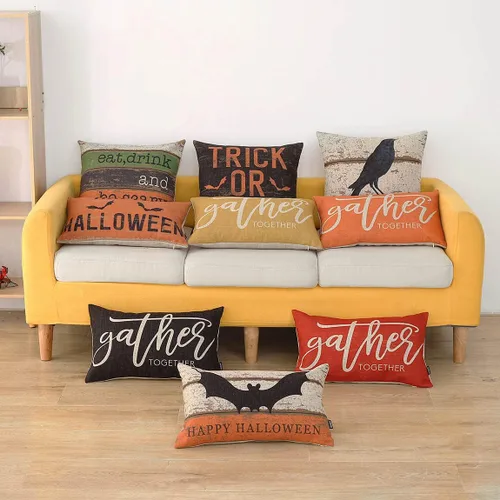 Vista 3 de TRENDIN PL715TR - Funda de almohada rectangular de 12 x 20 pulgadas, decoración de otoño, color amarillo, funda de cojín de lino para sofá