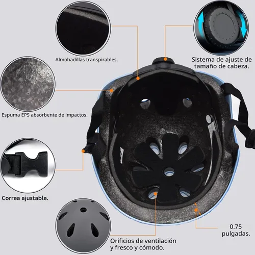 Vista 4 de Juego de casco de bicicleta ajustable para niños, chicos, chicas y adolescentes de 3 a 8 años de edad, incluye protectores de codo, rodilla
