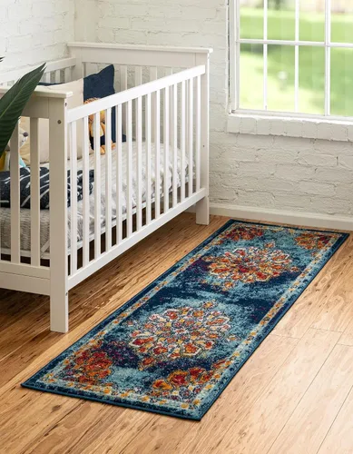 Vista 13 de Unique Loom Parker Collection - Alfombra de área Kokulu (2 x 3 pies, rectangular, aguamarina/beige)