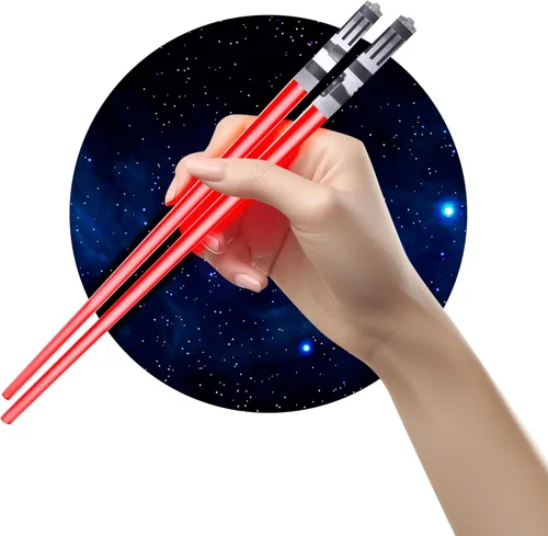 Vista 17 de Palillos de sable de luz con luz LED - Sables de luz brillantes de Star Wars, palillos reutilizables para sushi, juego de palillos con luz LED de 1