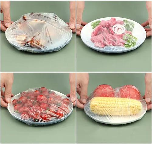 Vista 3 de Bolsa de almacenamiento de alimentos, funda elástica reutilizable para almacenamiento de alimentos, cubierta elástica de plástico para tapas