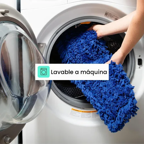 Vista 6 de Trapeador de polvo comercial azul de 24 pulgadas y barredora de piso con mango extensible, mopa para limpieza de suelos de madera, azulejos