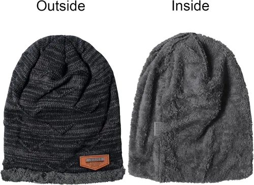 Vista 5 de YSense Mens Winter Warm Slouchy Beanie Oversized Baggy Hat Fleece Lined Knit Skull Cap