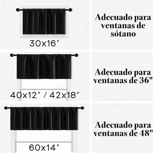 Vista 2 de XTMYI Cortinas pequeñas para ventana de sótano, cenefas opacas para oscurecer la habitación para sala de estar, juego de 2 unidades, beige natural