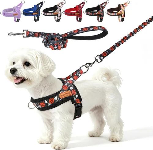 Vista 59 de BEAUTYZOO Arnés para Perros Pequeños, Juego de Arnés y Correa sin Tirones, Arnés de Pecho para Cachorros a Prueba de Escapes con Mango, Arnés Beige