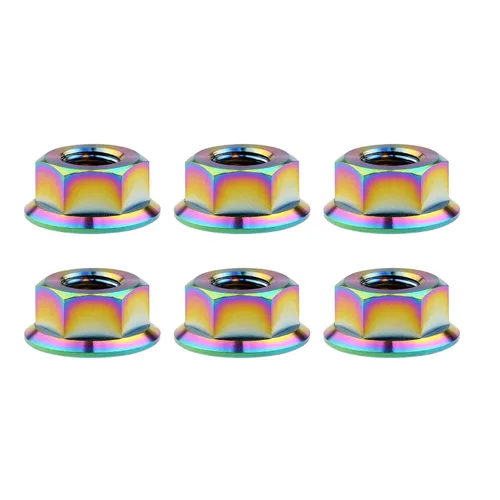Vista 13 de Tuercas hexagonales Titanium DIN6923 (paso M5 0.03 in, negro) M5 M6 M8 M10 M12 M14 M16 para bicicletas, motocicletas, coches, paquete de 6